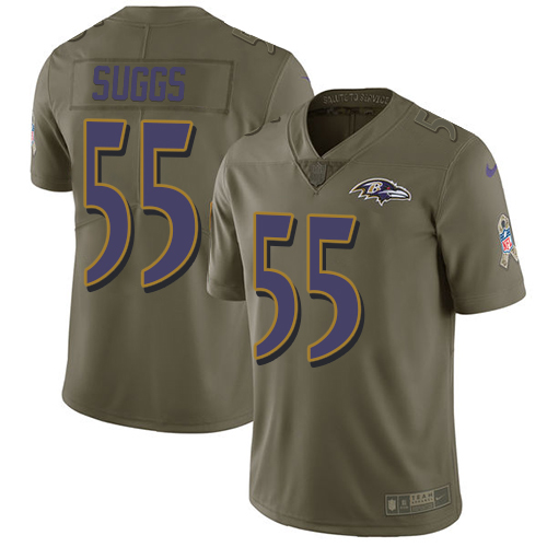 Nike Ravens #55 Terrell Suggs Olive Men's Stitched NFL Limited Salute To Service Jersey